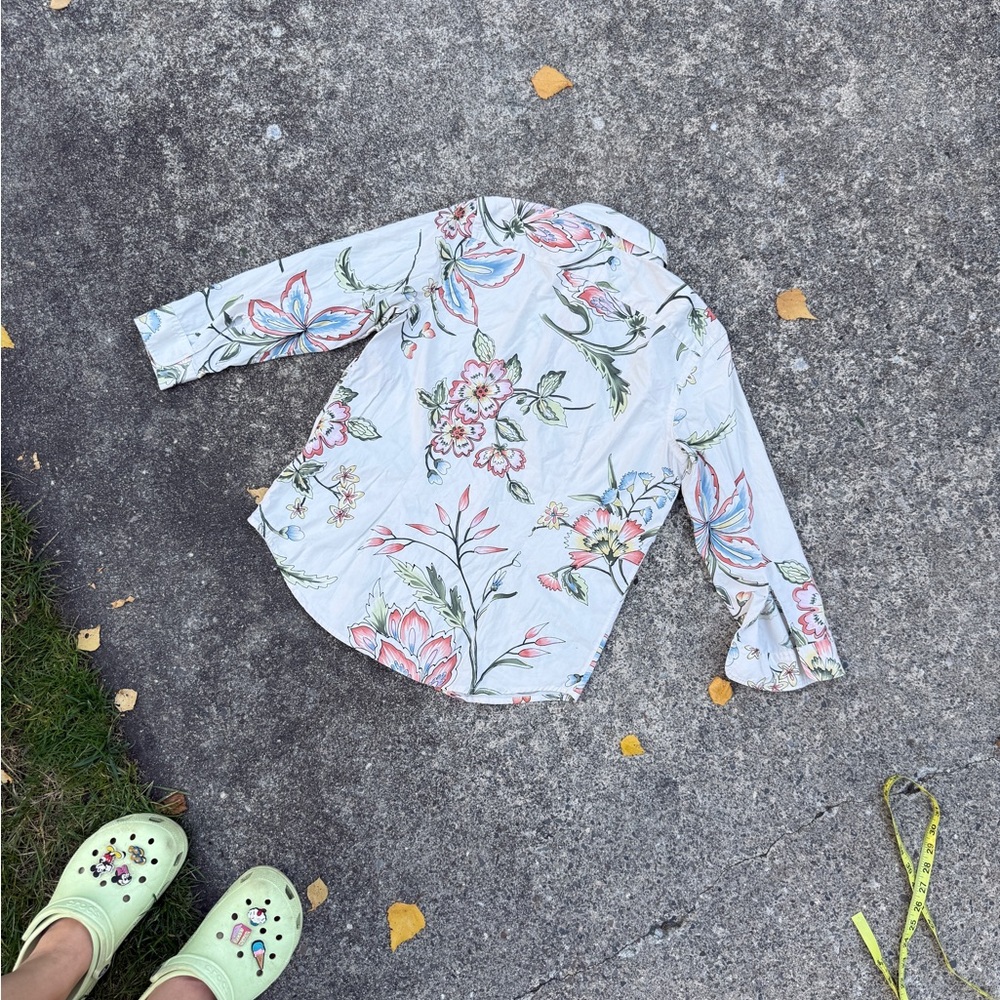 Gorgeous Ralph Lauren Floral cream Casual Shirt size M - Picture 10 of 12